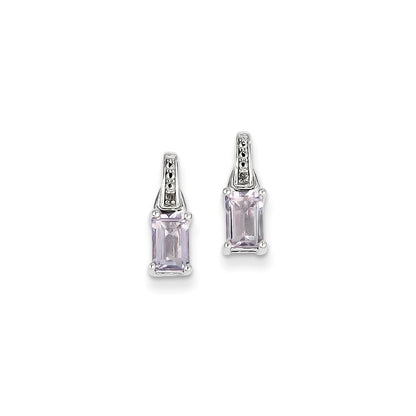 Sterling Silver Diamond u0026 Pink Quartz Earrings