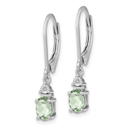 Sterling Silver Rhodium-plated Diamond u0026 Green Quartz Earrings