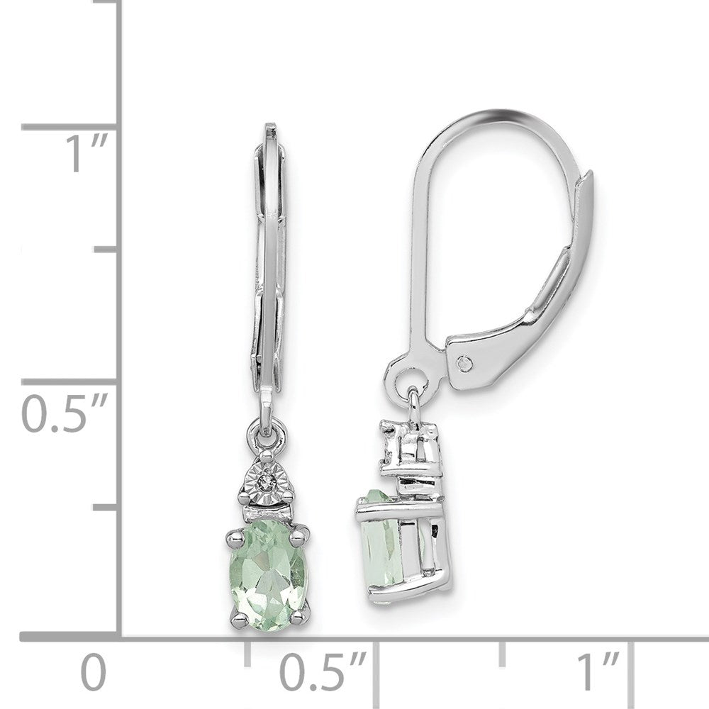 Sterling Silver Rhodium-plated Diamond u0026 Green Quartz Earrings