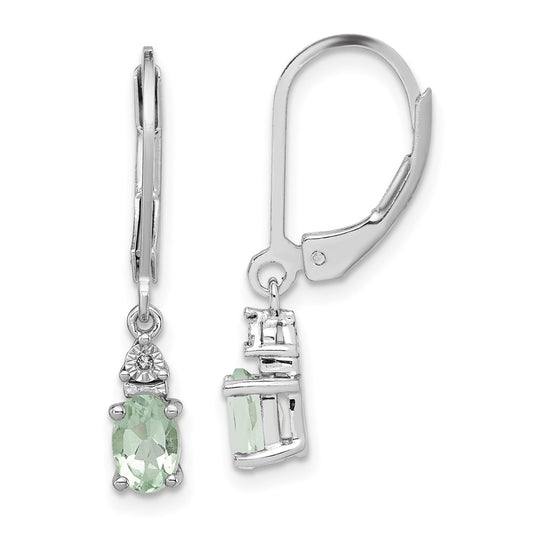 Sterling Silver Rhodium-plated Diamond u0026 Green Quartz Earrings