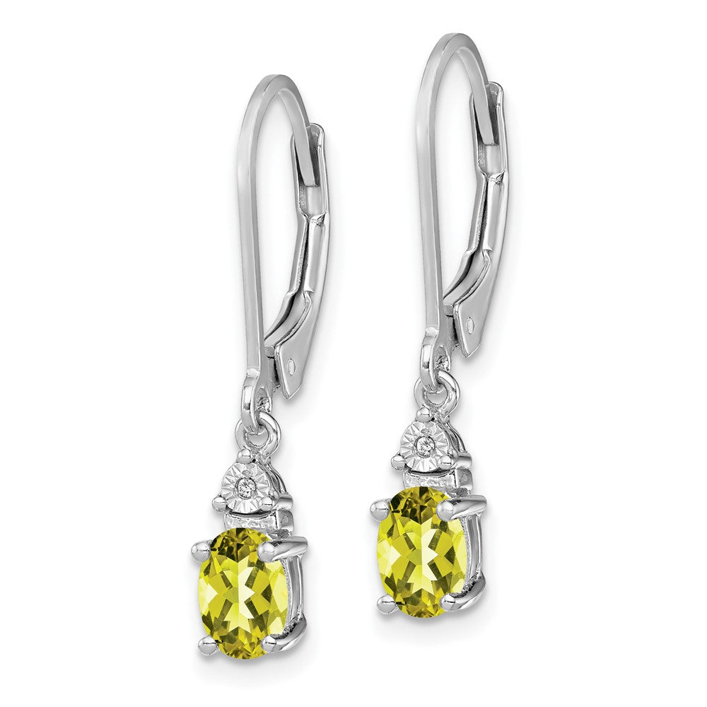 Sterling Silver Rhodium-plated Diamond u0026 Lemon Quartz Earrings