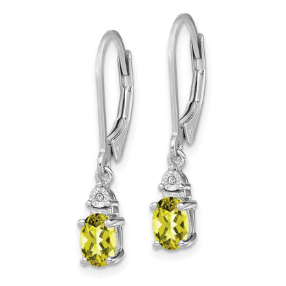 Sterling Silver Rhodium-plated Diamond u0026 Lemon Quartz Earrings