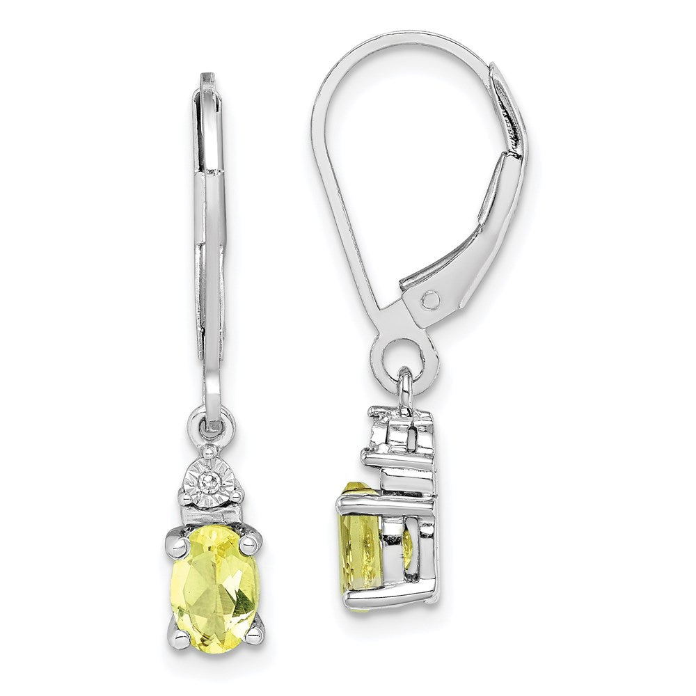 Sterling Silver Rhodium-plated Diamond u0026 Lemon Quartz Earrings