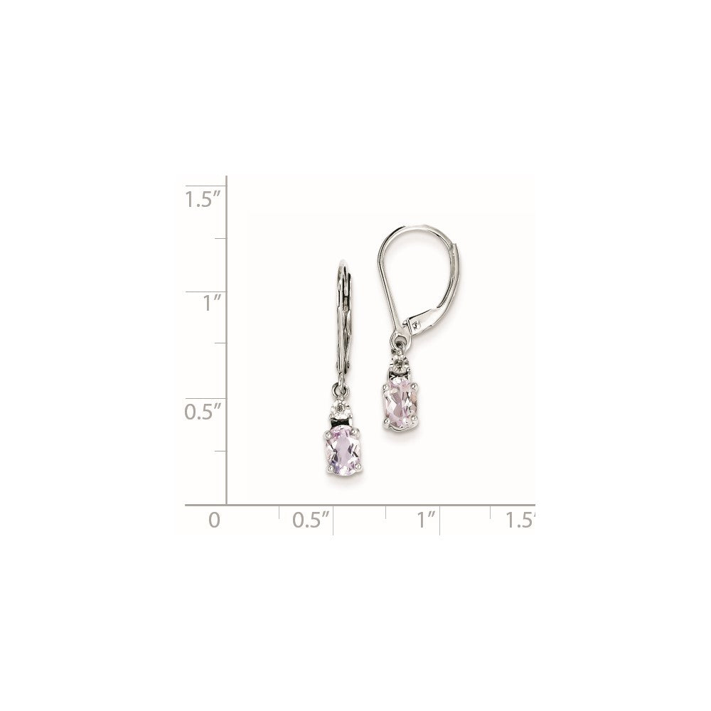 Sterling Silver Diamond u0026 Pink Quartz Earrings