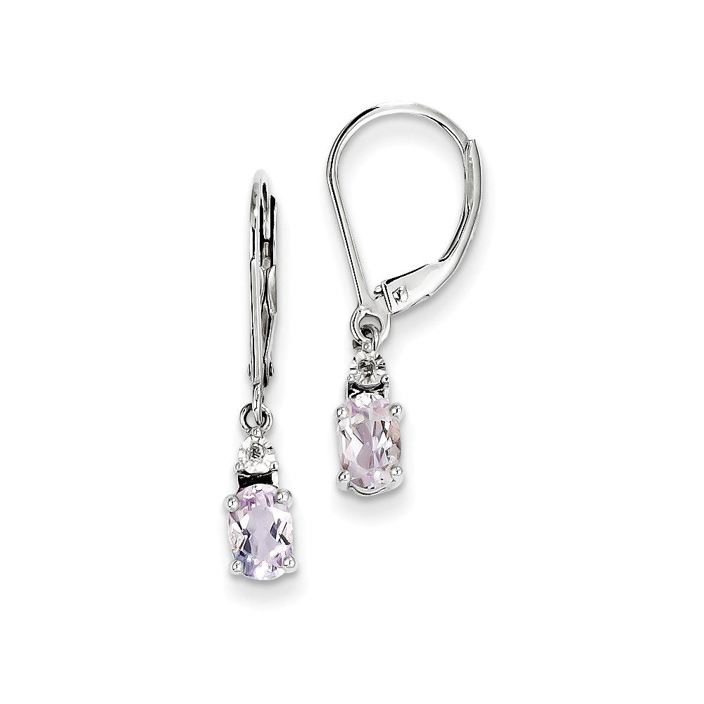Sterling Silver Diamond u0026 Pink Quartz Earrings