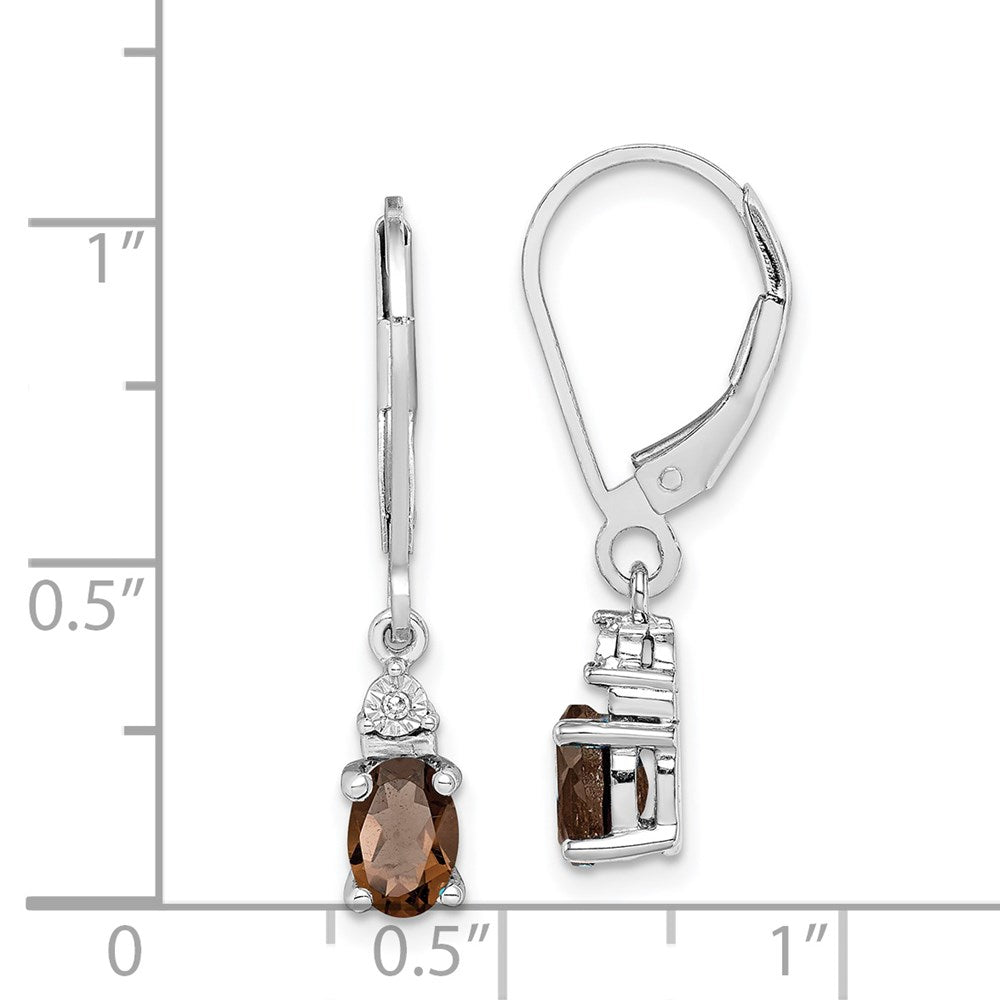 Sterling Silver Rhodium-plated Diamond u0026 Smoky Quartz Earrings
