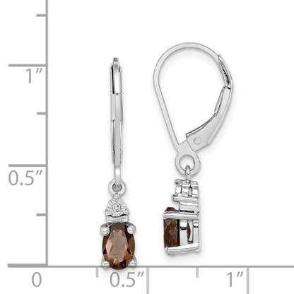 Sterling Silver Rhodium-plated Diamond u0026 Smoky Quartz Earrings