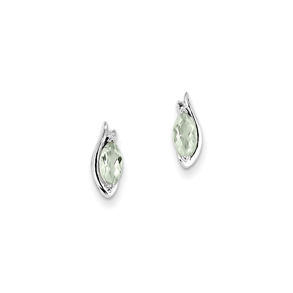 Sterling Silver Diamond u0026 Green Quartz Earrings