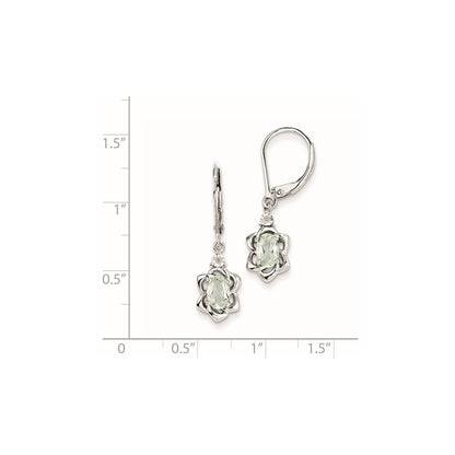 Sterling Silver Diamond u0026 Green Quartz Earrings
