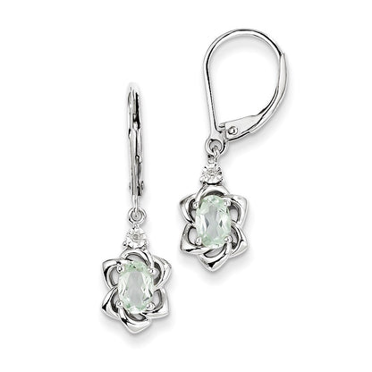 Sterling Silver Diamond u0026 Green Quartz Earrings