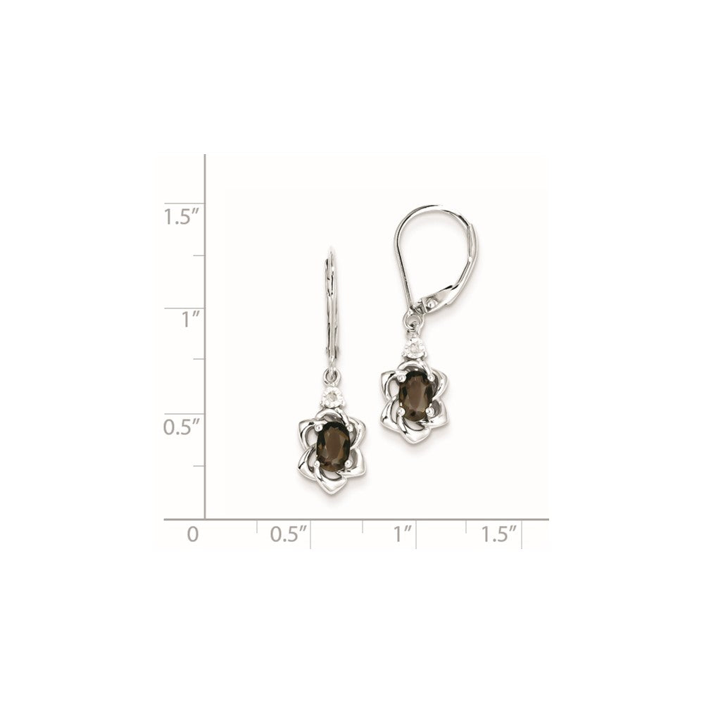 Sterling Silver Diamond u0026 Smoky Quartz Earrings