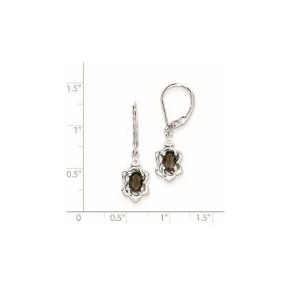 Sterling Silver Diamond u0026 Smoky Quartz Earrings