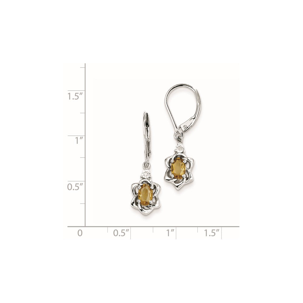 Sterling Silver Diamond u0026 Whiskey Quartz Earrings