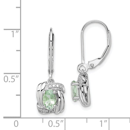 Sterling Silver Rhodium-plated Diamond u0026 Green Quartz Earrings