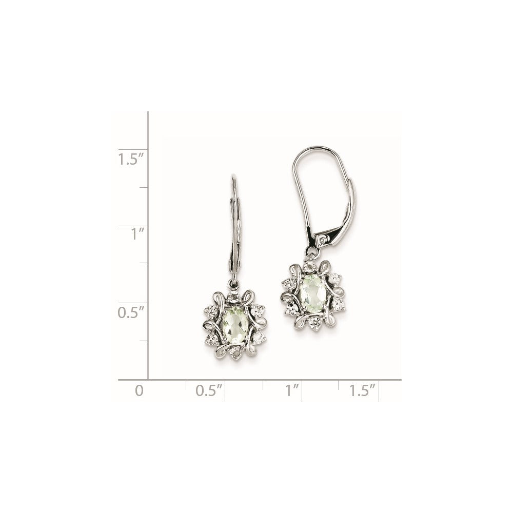 Sterling Silver Diamond u0026 Green Quartz Earrings