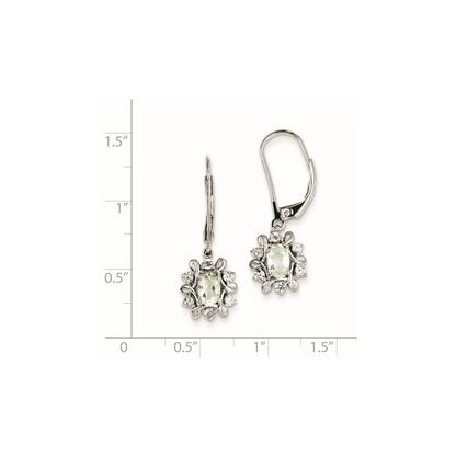 Sterling Silver Diamond u0026 Green Quartz Earrings
