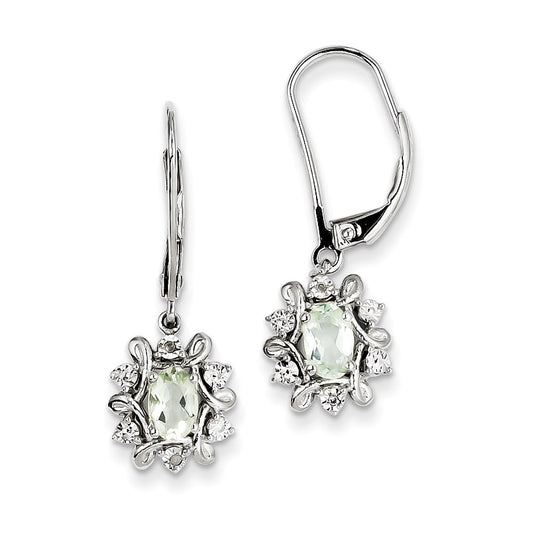 Sterling Silver Diamond u0026 Green Quartz Earrings