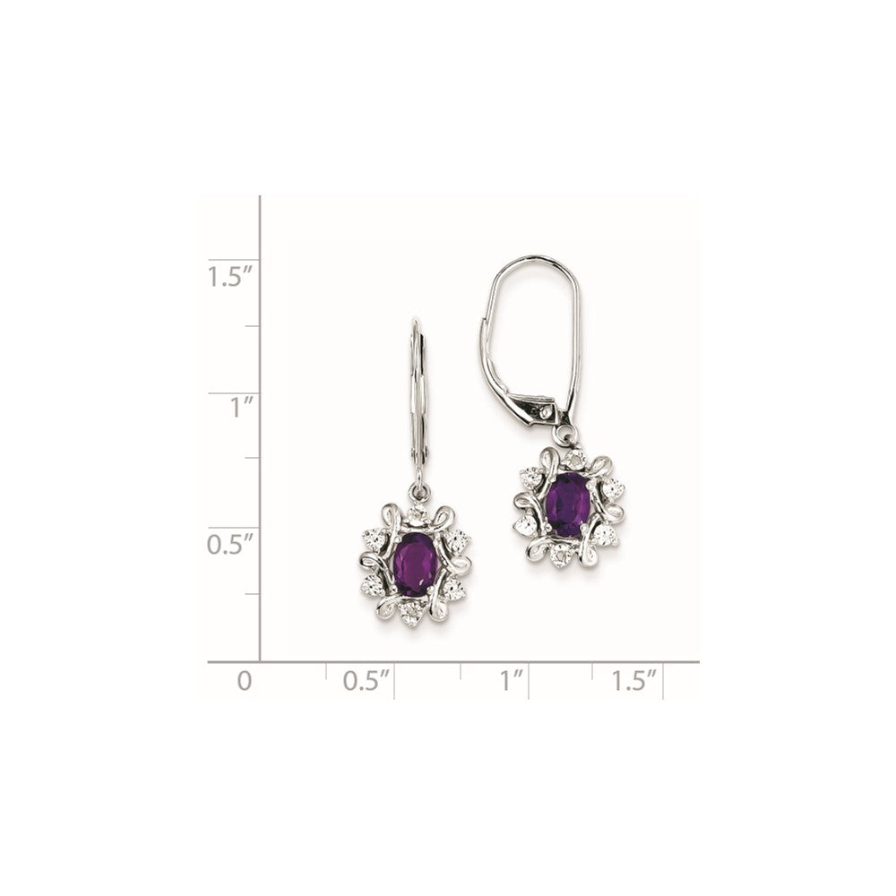 Sterling Silver Diamond u0026 Amethyst Earrings