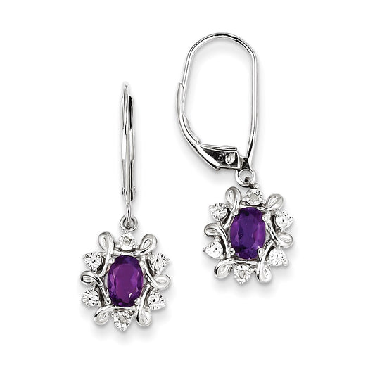 Sterling Silver Diamond u0026 Amethyst Earrings