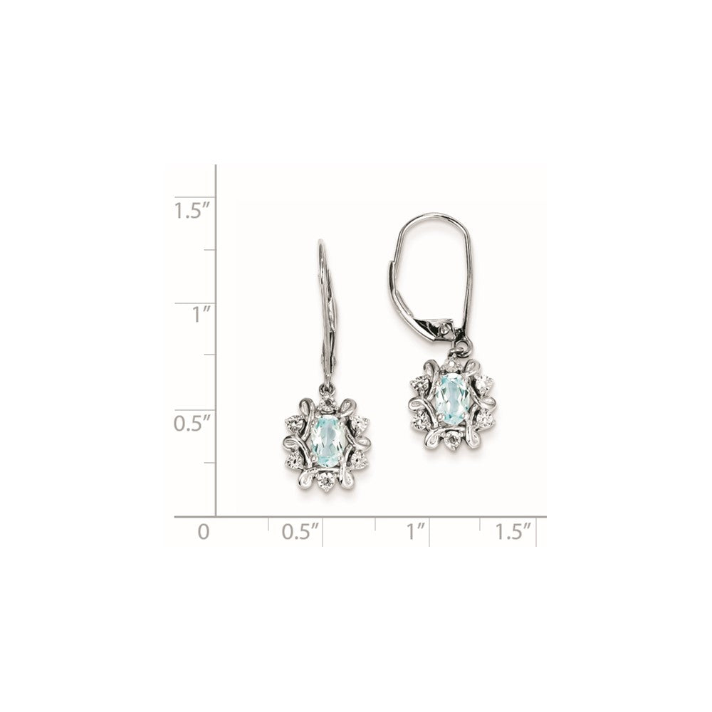 Sterling Silver Diamond u0026 Light Blue Topaz Earrings