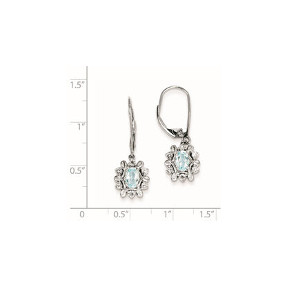 Sterling Silver Diamond u0026 Light Blue Topaz Earrings