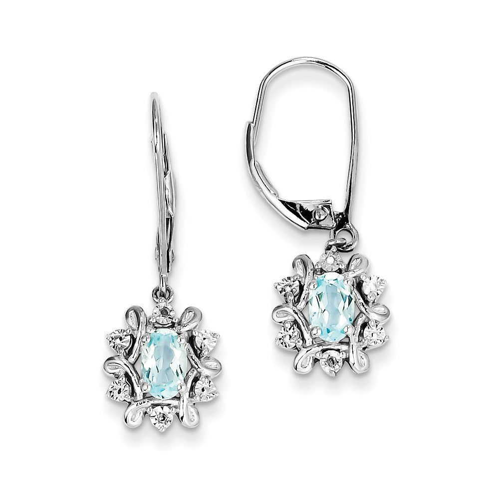 Sterling Silver Diamond u0026 Light Blue Topaz Earrings