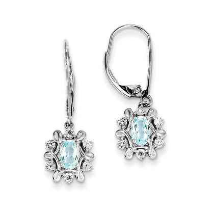 Sterling Silver Diamond u0026 Light Blue Topaz Earrings
