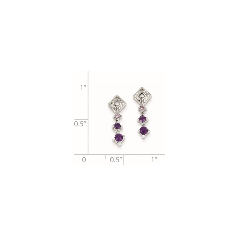 Sterling Silver Pink Quartz u0026 Quartz Diamond Earrings