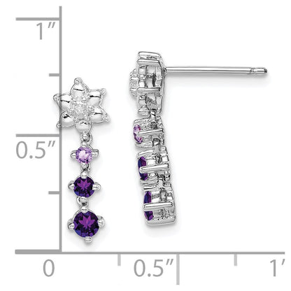 Sterling Silver Rhodium-plated Pink Quartz u0026 Quartz Diamond Earrings