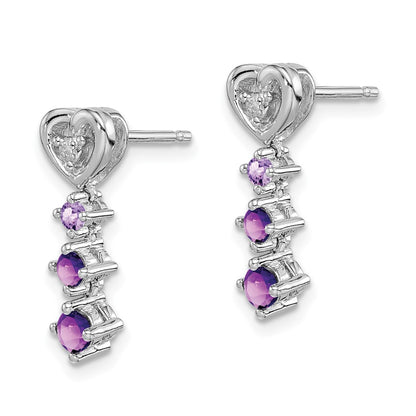 Sterling Silver Rhodium-plated Amethyst u0026 Pink Quartz Diamond Earrings