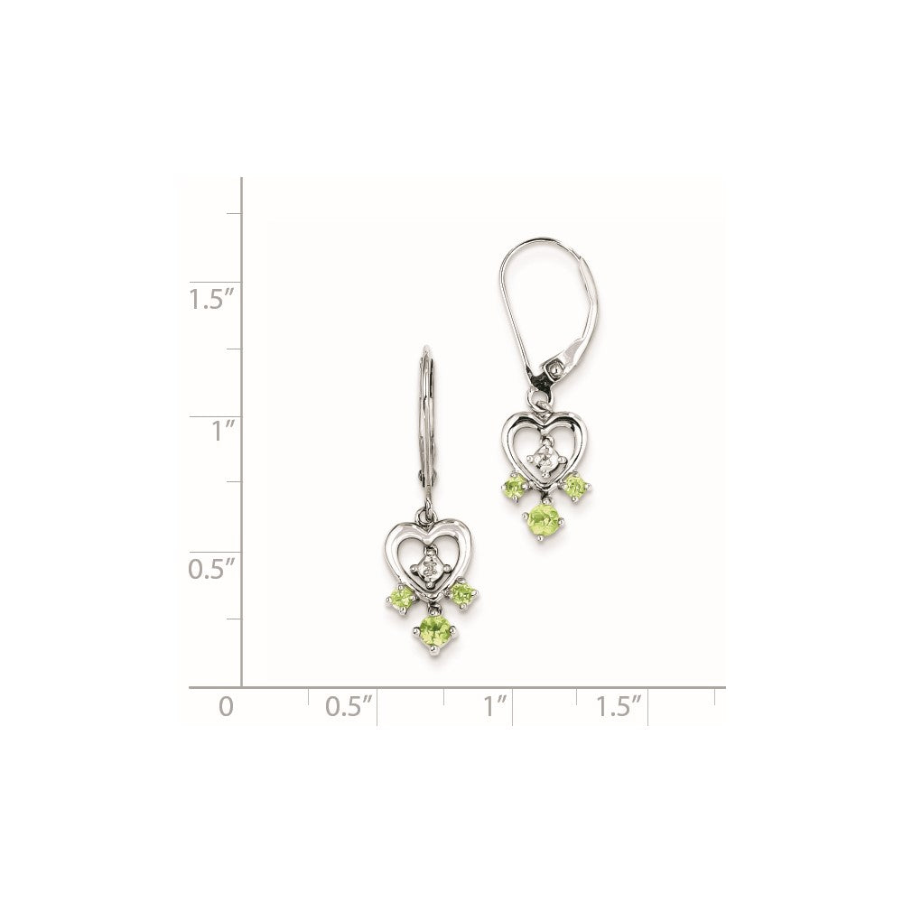 Sterling Silver Peridot Diamond Earrings