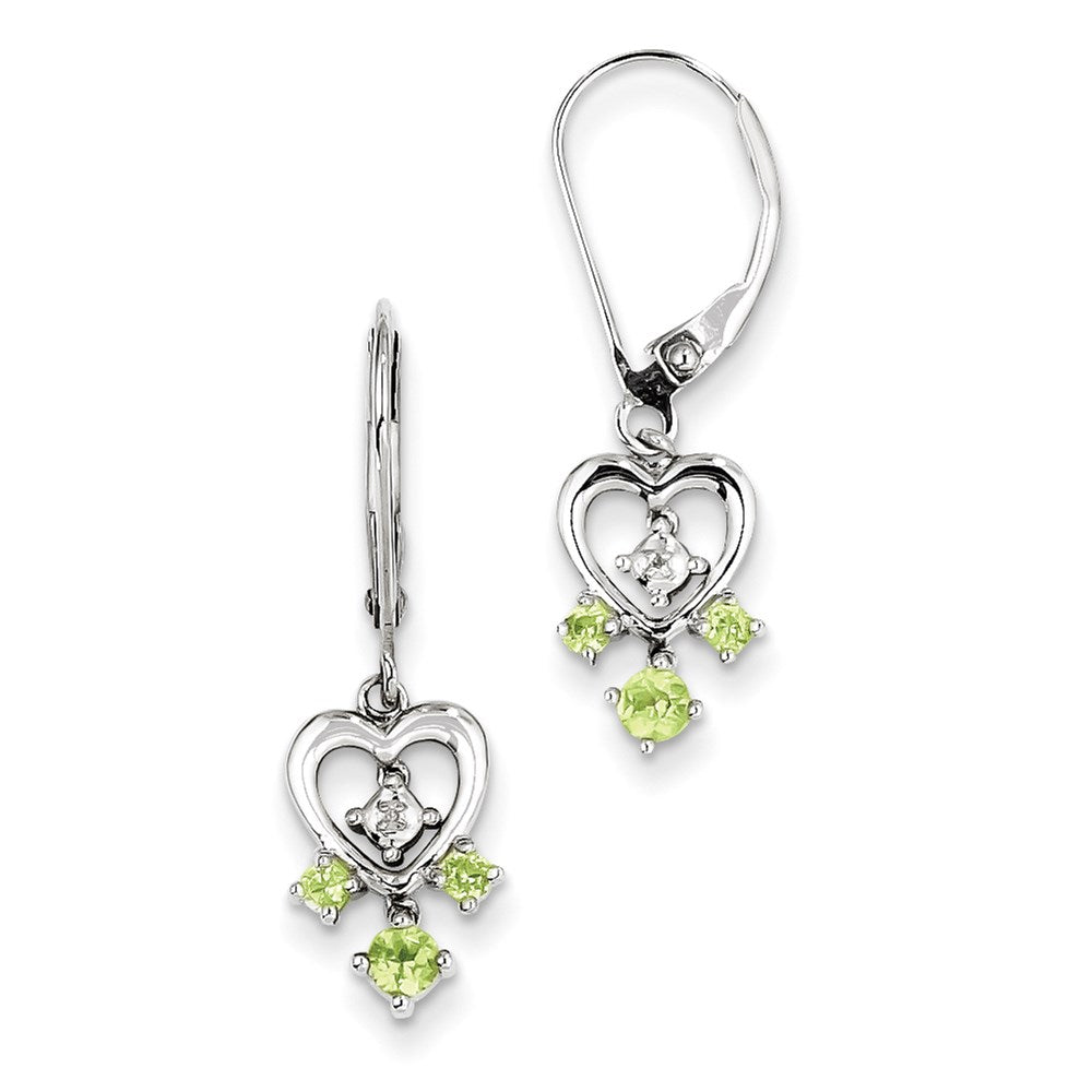 Sterling Silver Peridot Diamond Earrings