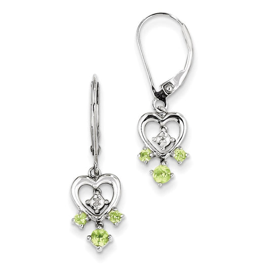 Sterling Silver Peridot Diamond Earrings