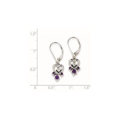 Sterling Silver Amethyst Diamond Earrings