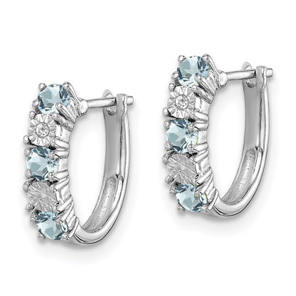 Sterling Silver Rhodium-plated Aquamarine u0026 Diamond Earrings