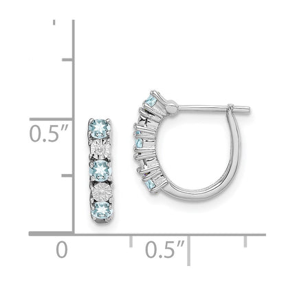 Sterling Silver Rhodium-plated Aquamarine u0026 Diamond Earrings