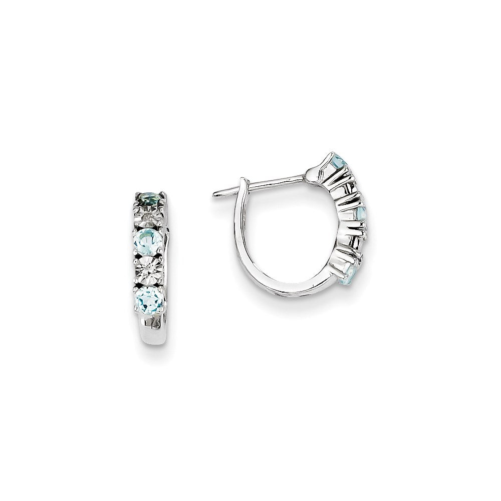 Sterling Silver Blue Topaz u0026 Diamond Earrings