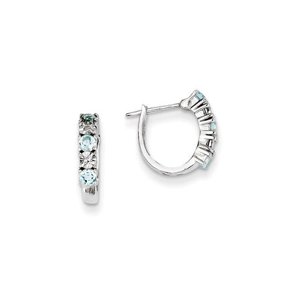 Sterling Silver Blue Topaz u0026 Diamond Earrings