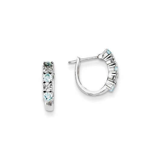 Sterling Silver Blue Topaz u0026 Diamond Earrings