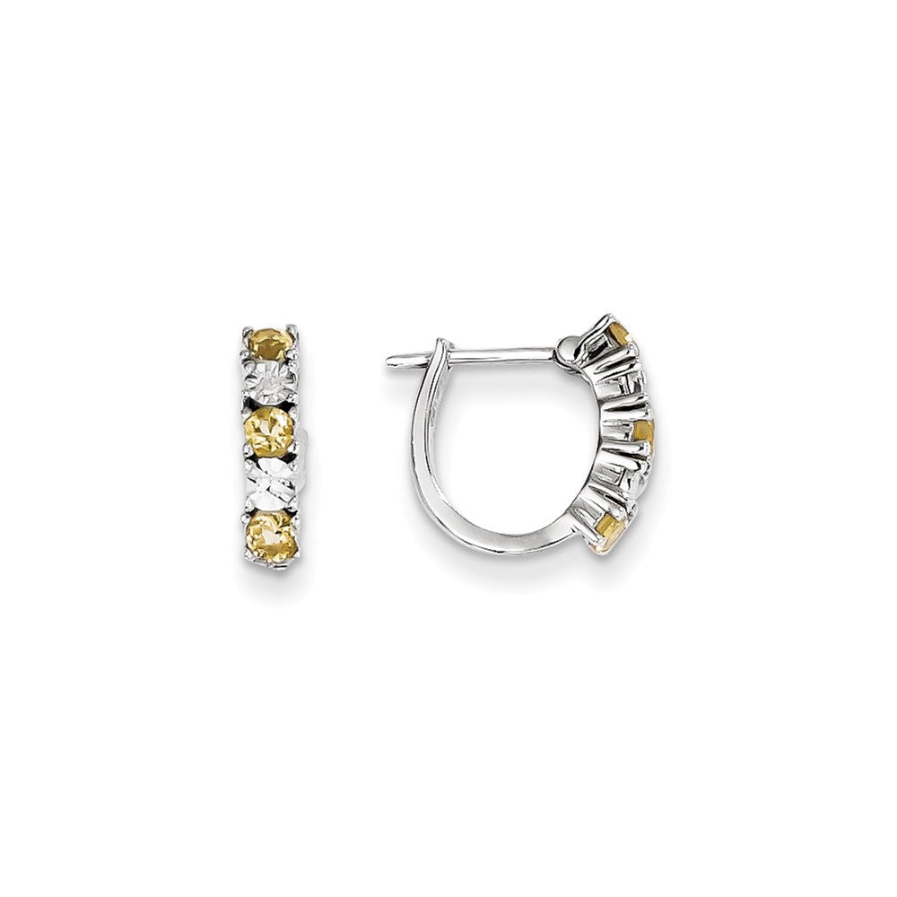 Sterling Silver Citrine u0026 Diamond Earrings