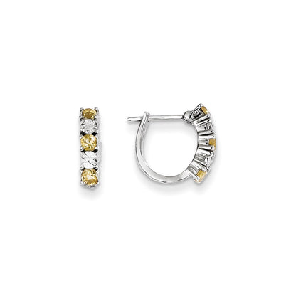 Sterling Silver Citrine u0026 Diamond Earrings