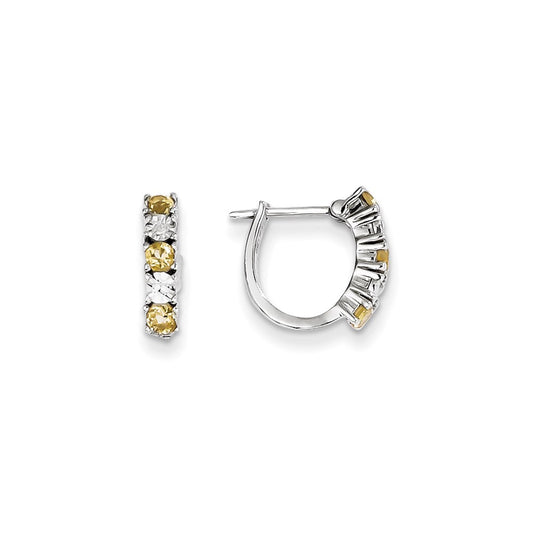 Sterling Silver Citrine u0026 Diamond Earrings