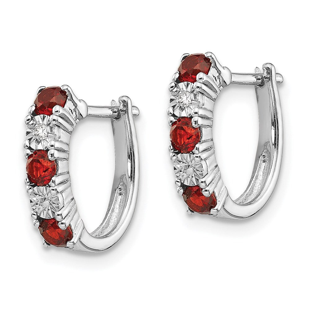 Sterling Silver Rhodium-plated Garnet u0026 Diamond Earrings