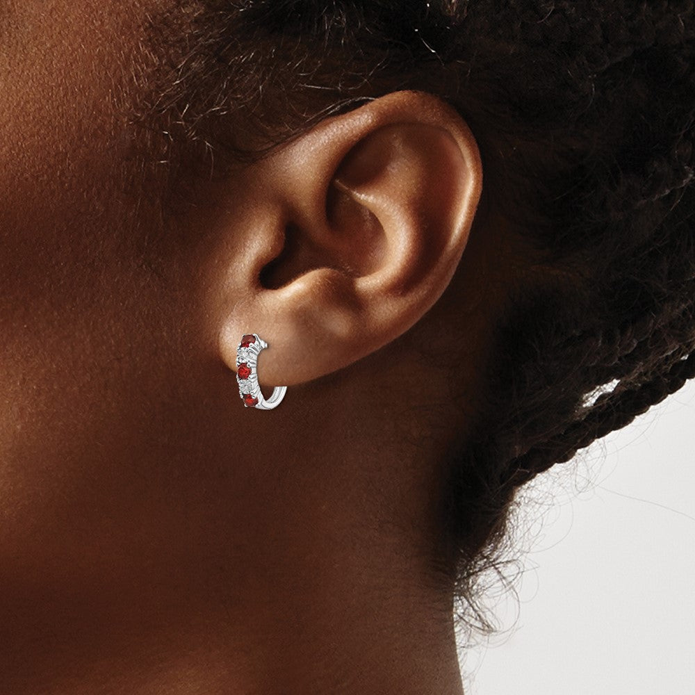 Sterling Silver Rhodium-plated Garnet u0026 Diamond Earrings