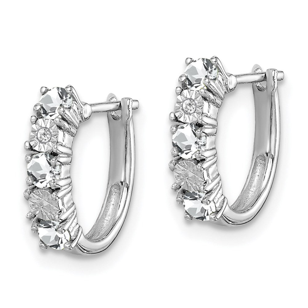Sterling Silver Rhodium-plated White Topaz u0026 Diamond Earrings
