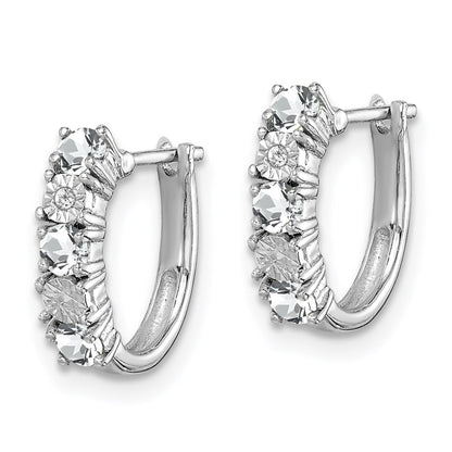 Sterling Silver Rhodium-plated White Topaz u0026 Diamond Earrings