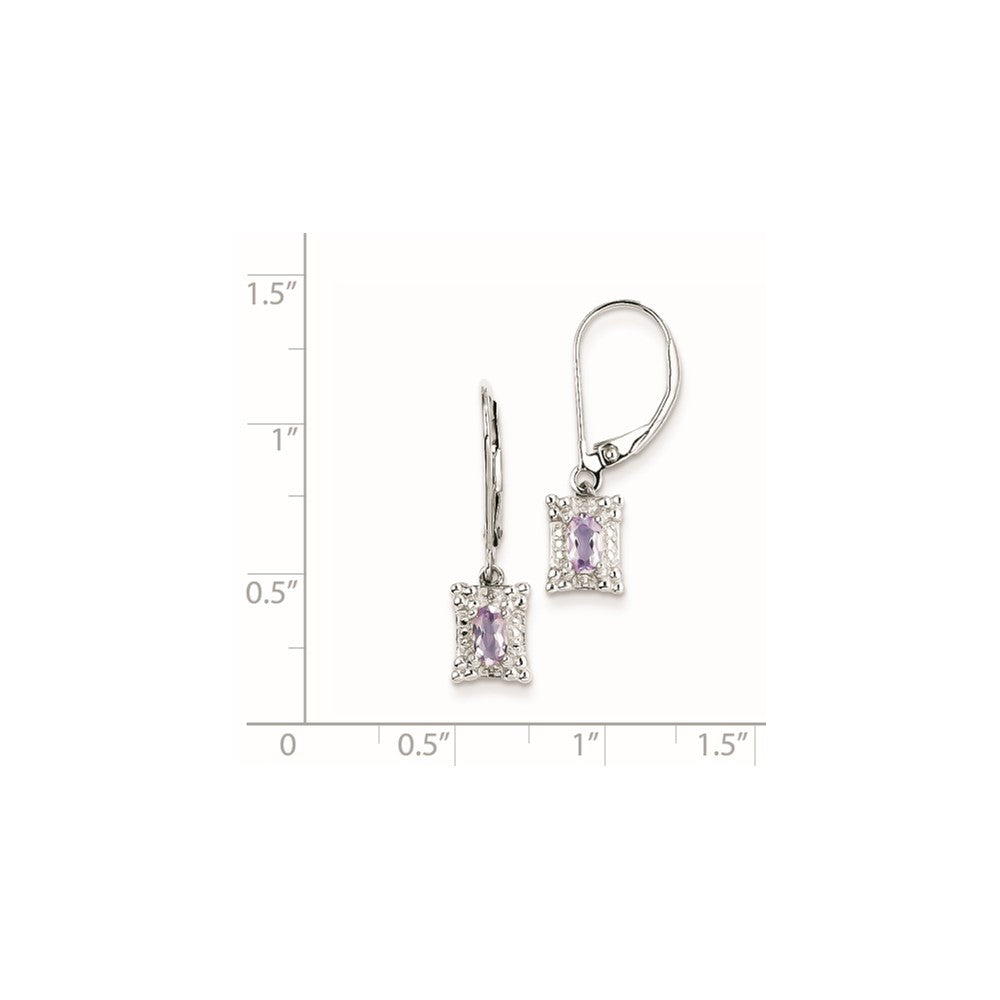 Sterling Silver Pink Quartz Diamond Earrings