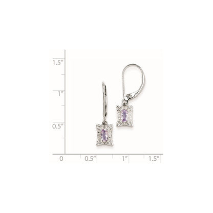 Sterling Silver Pink Quartz Diamond Earrings