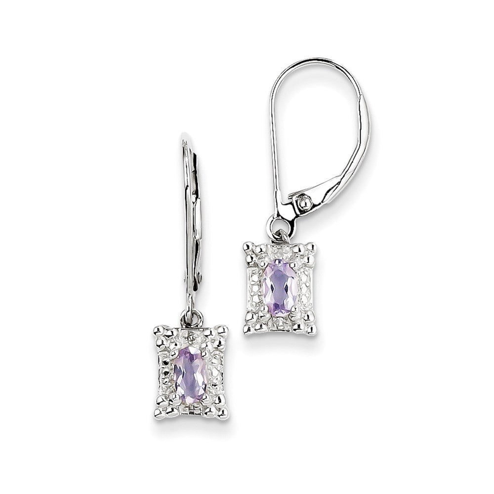 Sterling Silver Pink Quartz Diamond Earrings