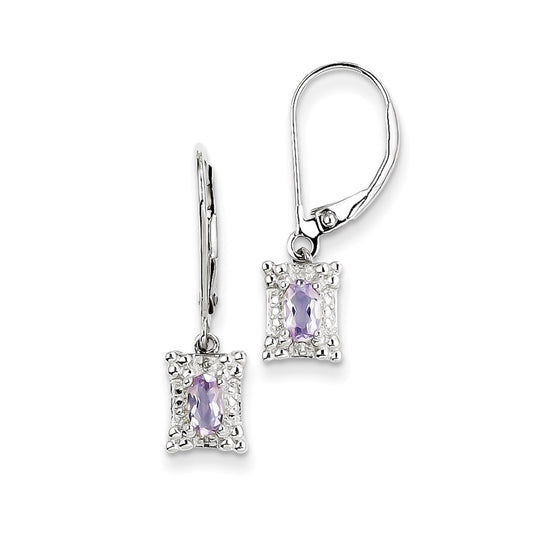 Sterling Silver Pink Quartz Diamond Earrings